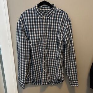 J. Crew Navy and White Plaid Button Down Shirt